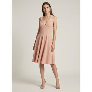 Dress The Population Fit & Flare Blush Pink Crepe Womens Medium Wedding Guest